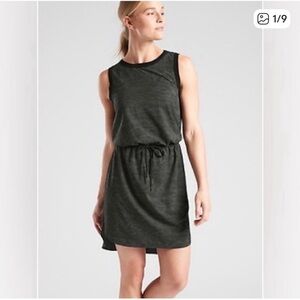 Athleta Black and Charcoal Print Casual Dress